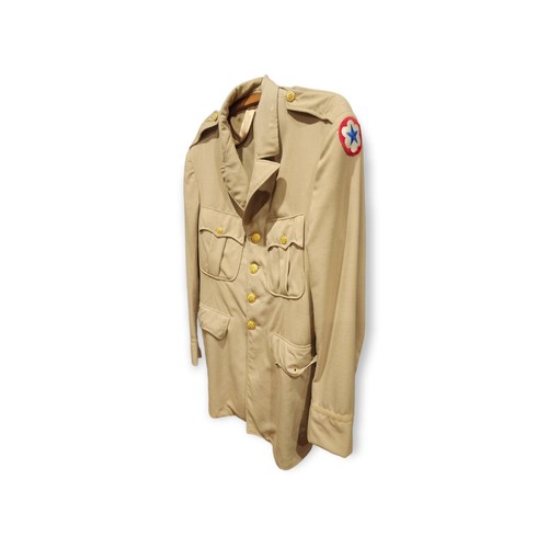 WWII US Army Officers Uniform Jacket Service Forces Tropical Worsted Khaki Named - Picture 3 of 7