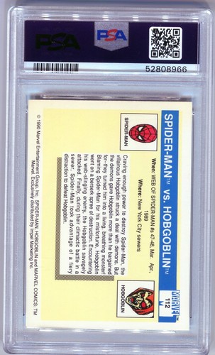 1990 Marvel Universe Spider-Man vs Hobgoblin PSA 8 NM-MT #112 - Foto 2 di 2
