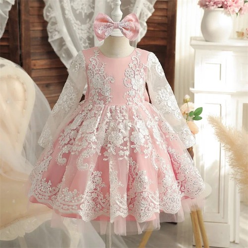 Baby Girls Princess Party Dress Birthday Evening Gown Kids Formal Lace Dress - Picture 19 of 32