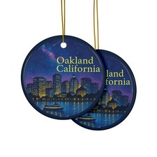 Oakland California Ceramic Ornaments, Personalized Christmas Ornament, Holiday