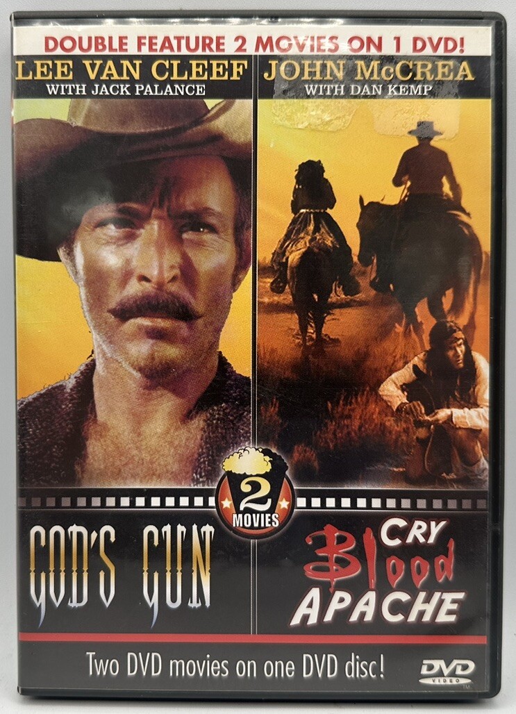 Gods Gun and Cry Blood Apache 2 Movies 1 DVD Jack Palance Dan Kemp Free Shipping