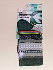 SmartWool Dazzling Wonderland Full Cushion Crew Socks Womens Medium NWT Charcoal