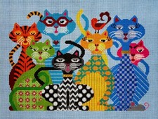 Needlepoint HandPainted JP Needlepoint Cattit...