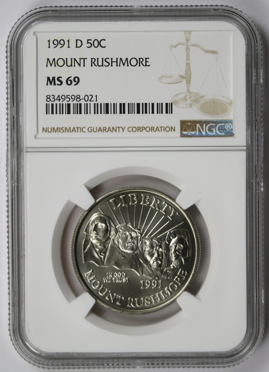 1991-D Mount Rushmore Modern Commemorative Half Dollar 50C MS 69