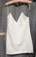 Zara Jeweled White Linen Blend Dress  NWT XS S Med L Crystal Straps