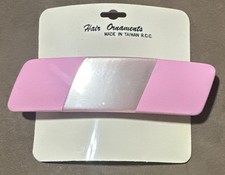 Vintage Large 80 s Colorful Pink Silver NOS Dead Stock Hair Barrette
