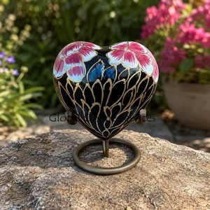 Contenedor Mini Corazón Floral Blush Para Cenizas De Cremación.