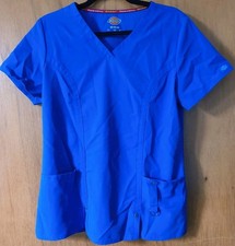 Dickies Xtreme Stretch V-Neck Scrub Top Womens Medium Royal Blue 82851 Nursing