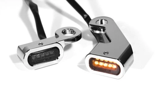 Mini LED Turn Signal Chrome Handlebar Fitting for Harley Softail 2015-, E-Glide 09-16 FLH