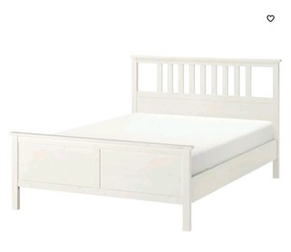 IKEA HEMNES White Wooden Double Bed Frame Slatted 201 x 149 cm 102.638.02