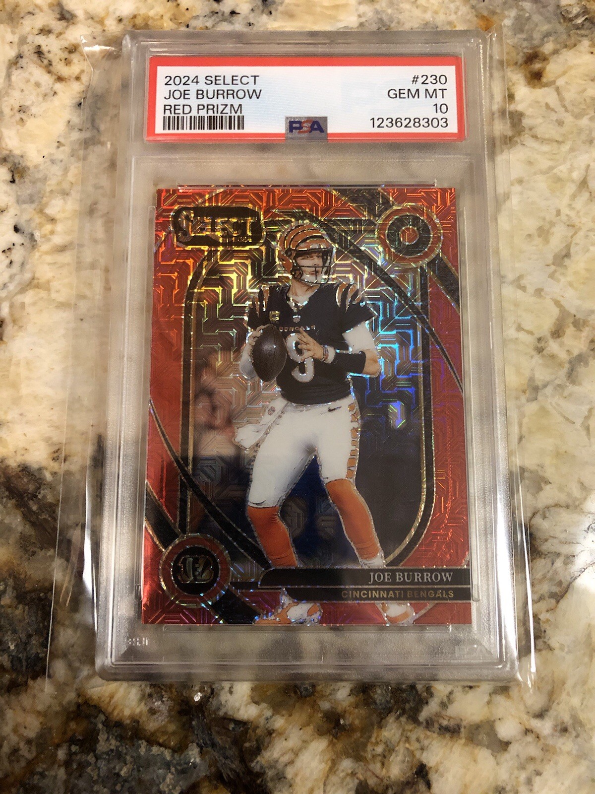 2024 Joe Burrow Panini Select Club Level Red Mojo Prizm /49 PSA 10 LOW POP!