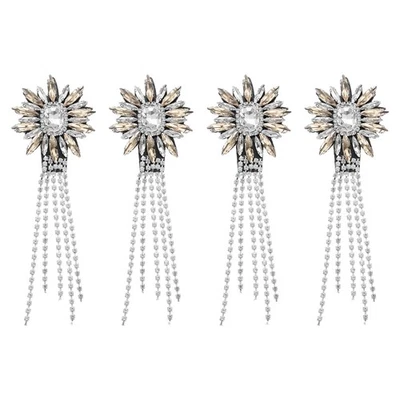 4Pcs Épaulette Frange à Paillettes Cristal 11x4cm pour Applique - Photo 1/4