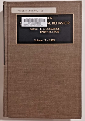 Research in Organizational Behavior by Cummings & Staw 1989 Vol, 11 Ex libris