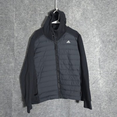 Adidas Varilite Hybrid Jacket Mens XL Black Quilted Puffer Fleece CY8723 Hooded