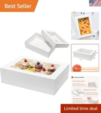 Versatile 14x10x4 Cake Boxes with Window - Ideal for Bakery Treats - 10 Pieces