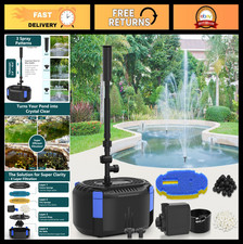 Pond Filter Pump Kit 850GPH with Fountain 3 Spray Patterns for Koi Ponds 500-7