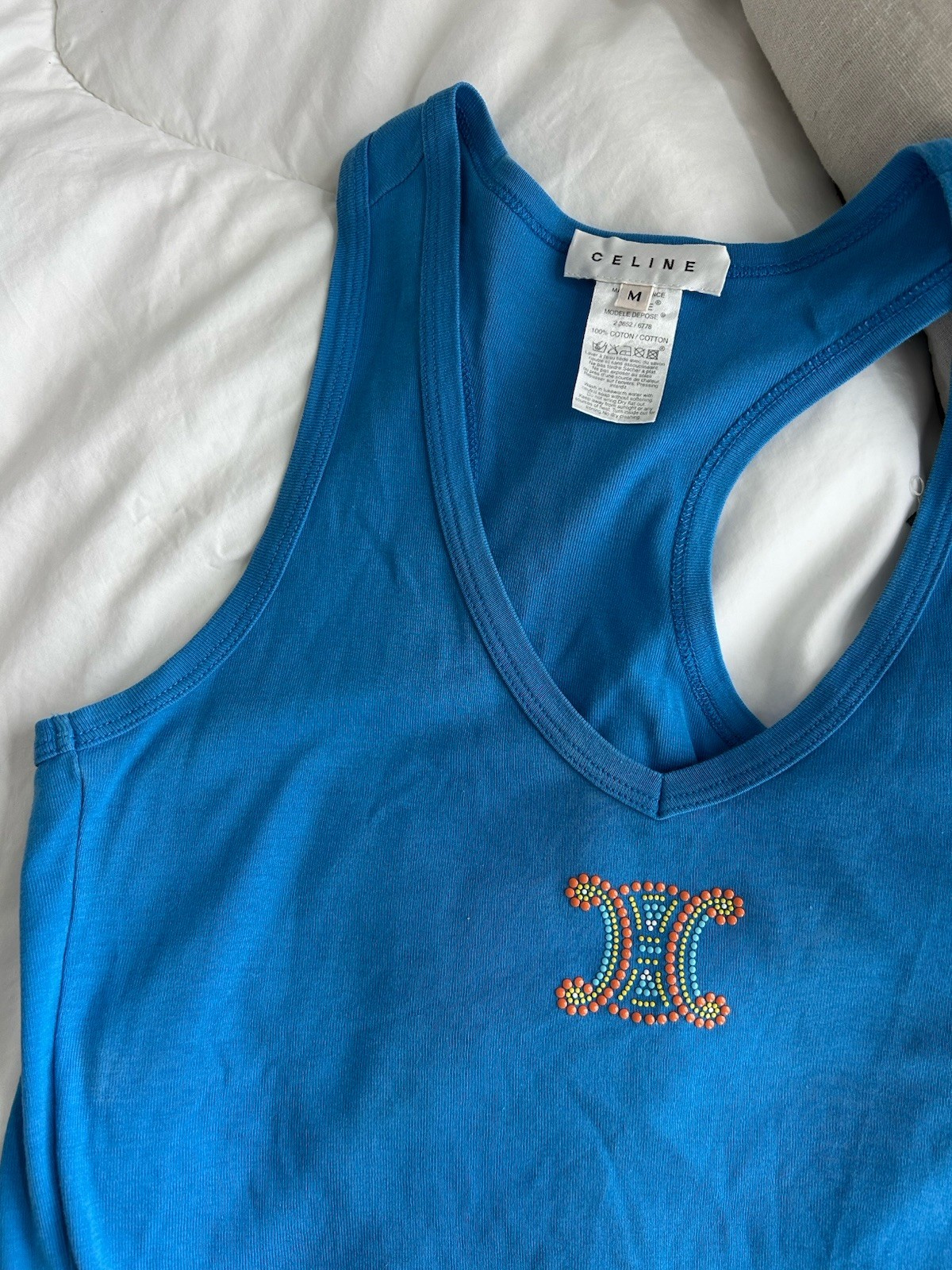 Vintage Celine Triomphe Blue Tank Top