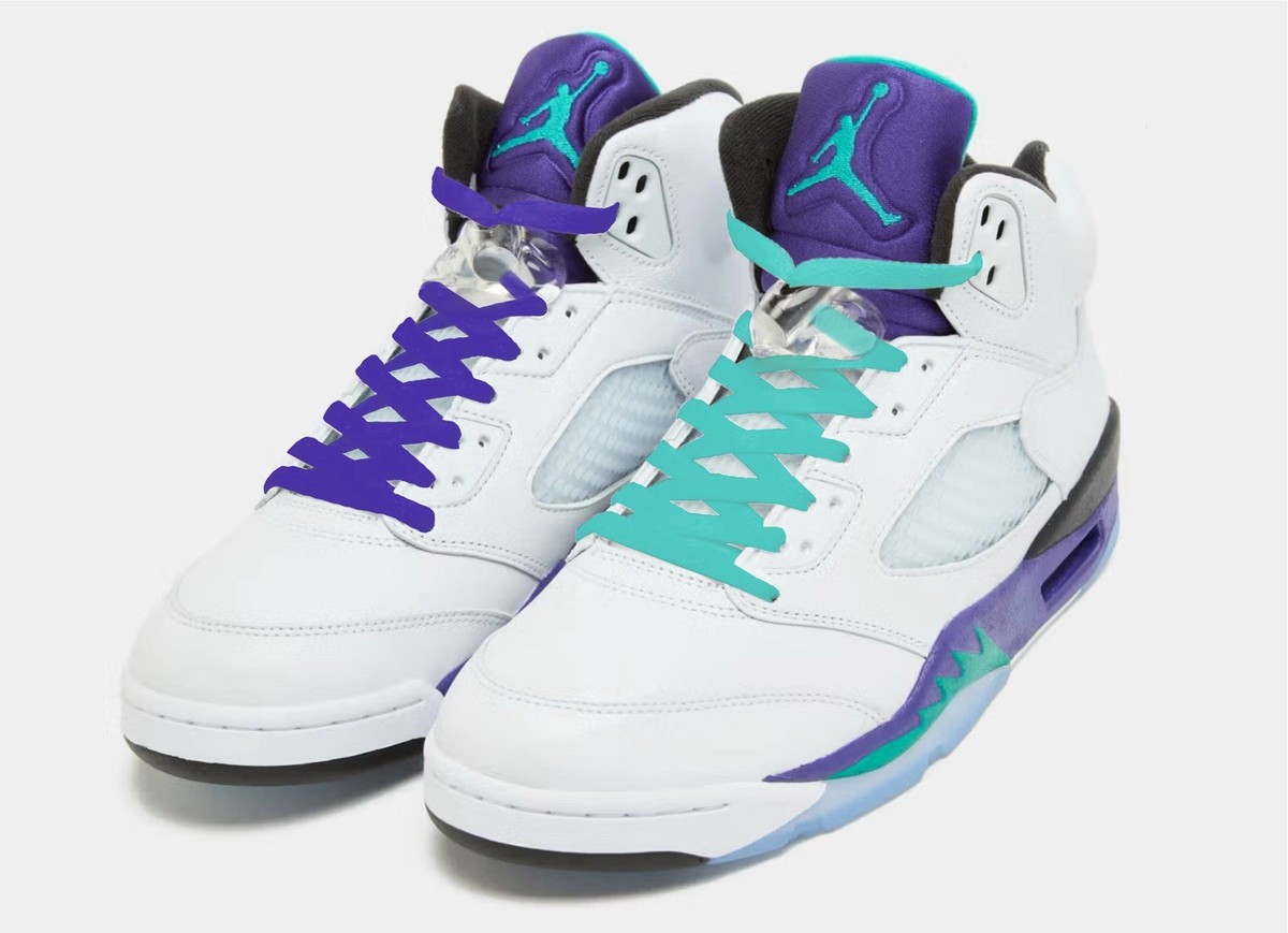 Purple Grape Laces / Teal Aqua Flat Shoelaces for AJ 1, Grape V