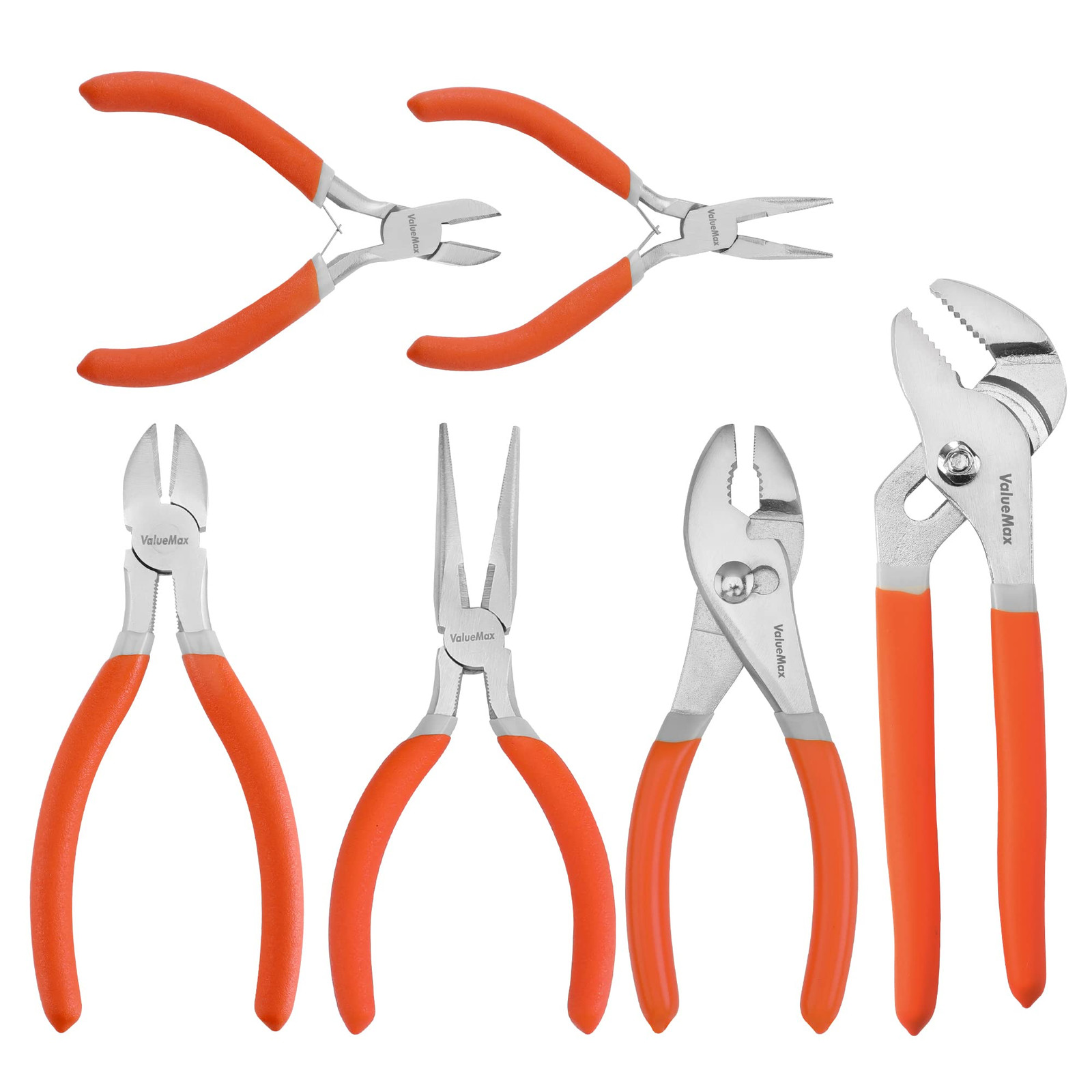 6-Piece Pliers Set, Includes 6 Inch& 4-3/4 Inch Long Nose Pliers, 6 Inch& 4-1...