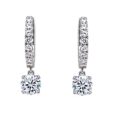 Elegant Drop Hoops Earrings with Round-Cut Simulated Diamond Dangle 2.5 CTW CZ