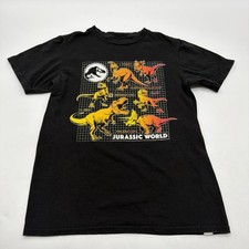 Jurassic Worls T-shirt Youth Boys L Black Graphic Print Logo 100 Cotton. 39563