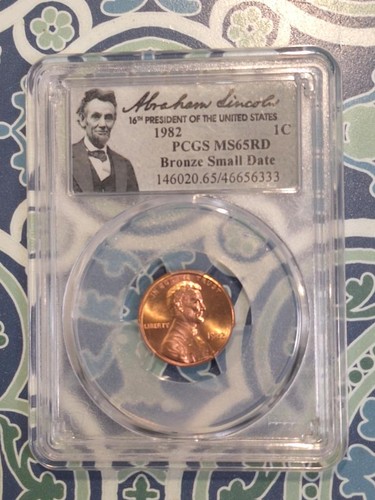 1982 LINCOLN CENT BRONZE SMALL DATE PCGS MS65RD 16TH PRESIDENT