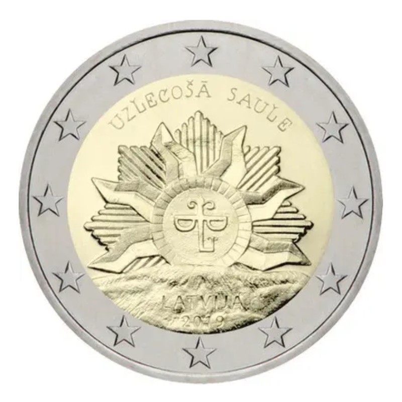 2 euros commémorative Lettonie 2019 - Soleil Levant.