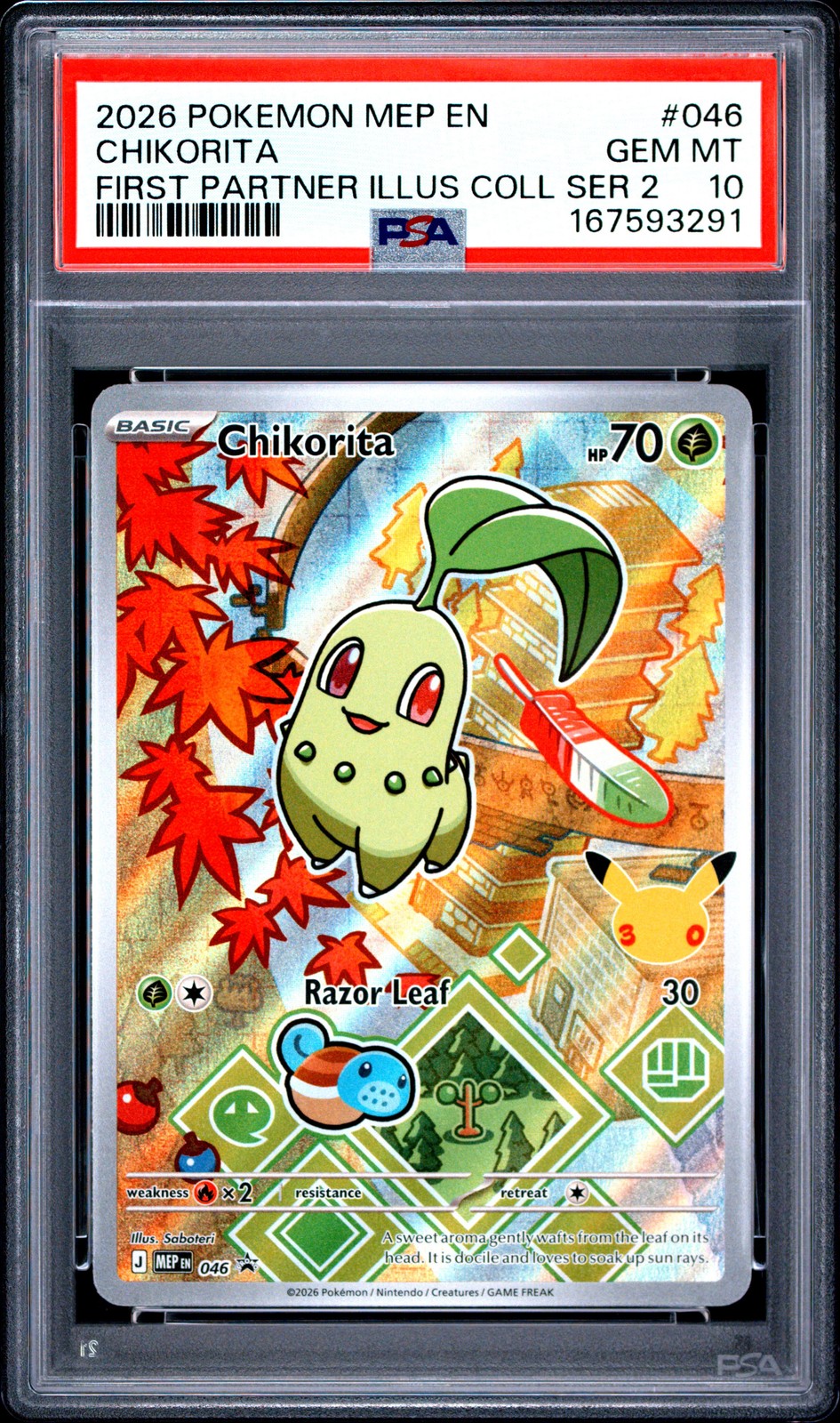 2026 POKEMON MEP EN-ME BLACK STAR PROMO #046 CHIKORITA PSA 10