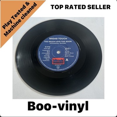 Midas Touch  - Too Much Love Too Soon 7  Soul Funk Disco Vinyl Record VG+ / M