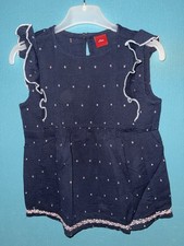 süße Bluse Gr. 116/122 von S.Oliver dunkelblau mit Punkten