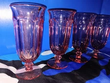 4 Vtg Imperial Glass Old Williamsburg Light Pink Iced Tea Glasses