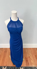 DAVID'S BRIDAL DRESS Women's 6 Illusion Mesh Neck Blue 31010644 Sheath 310 NWT