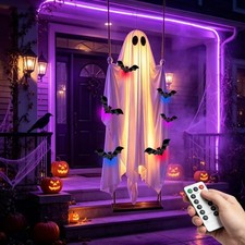 5FT Halloween Hanging Swing Ghost Decorations Outdoor with Lights, Large Hanging