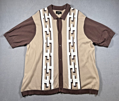 HUF Worldwide Pillar Knit Sweater 100% Cotton Button Up Short Sleeve Mens XXL