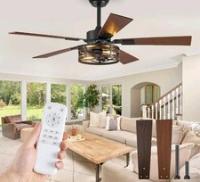 Farmhouse Ceiling Fans with Light, 48 Inch Bedroom Ceiling Fan with Lights, 6...