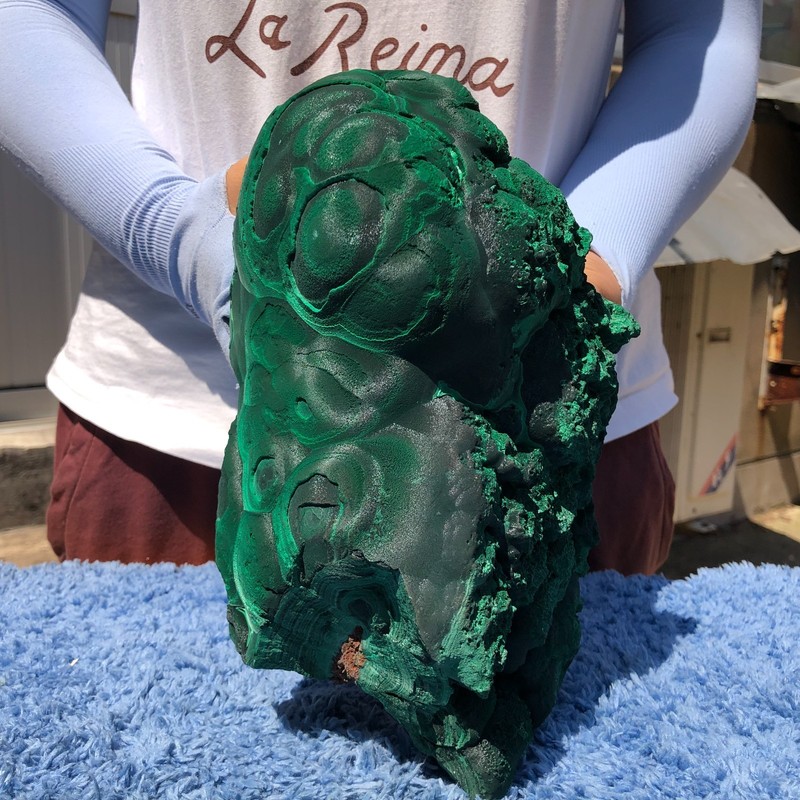 9.8LB Natural Black Velvet Halo Green Malachite quartz crystal mineral specimen