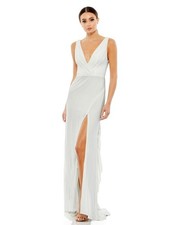 Mac Duggal 12336 Sleveless V Neck Jersey Gown White Special Occasions Size 10