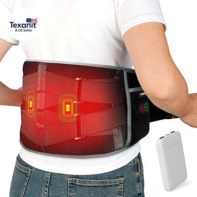 Cordless Heating Pad with Massager for Back, Portable Lower Back Massager FSA El