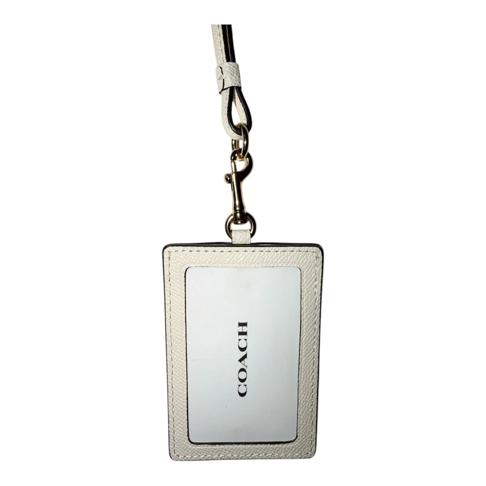 Novo em folha Coach F57311 cordão porta-cartão crachá estojo couro giz branco $68 - Imagem 4 de 4