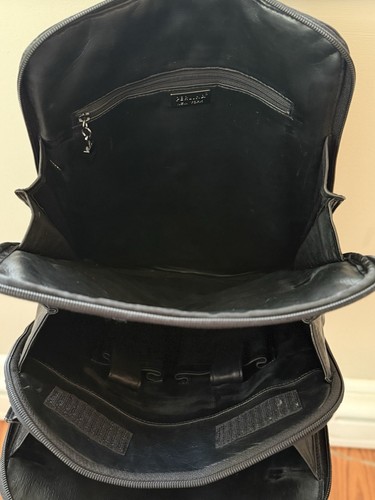 Perlina Black Leather Backpack Tote Bag With Padlock Zipper Pulls Cool Vintage - Picture 6 of 14