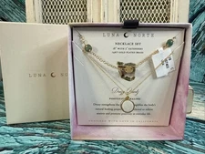 Luna Norte Druzy Quartz Necklace Set 18” w/ 2" Extenders 14KT Plated Brass