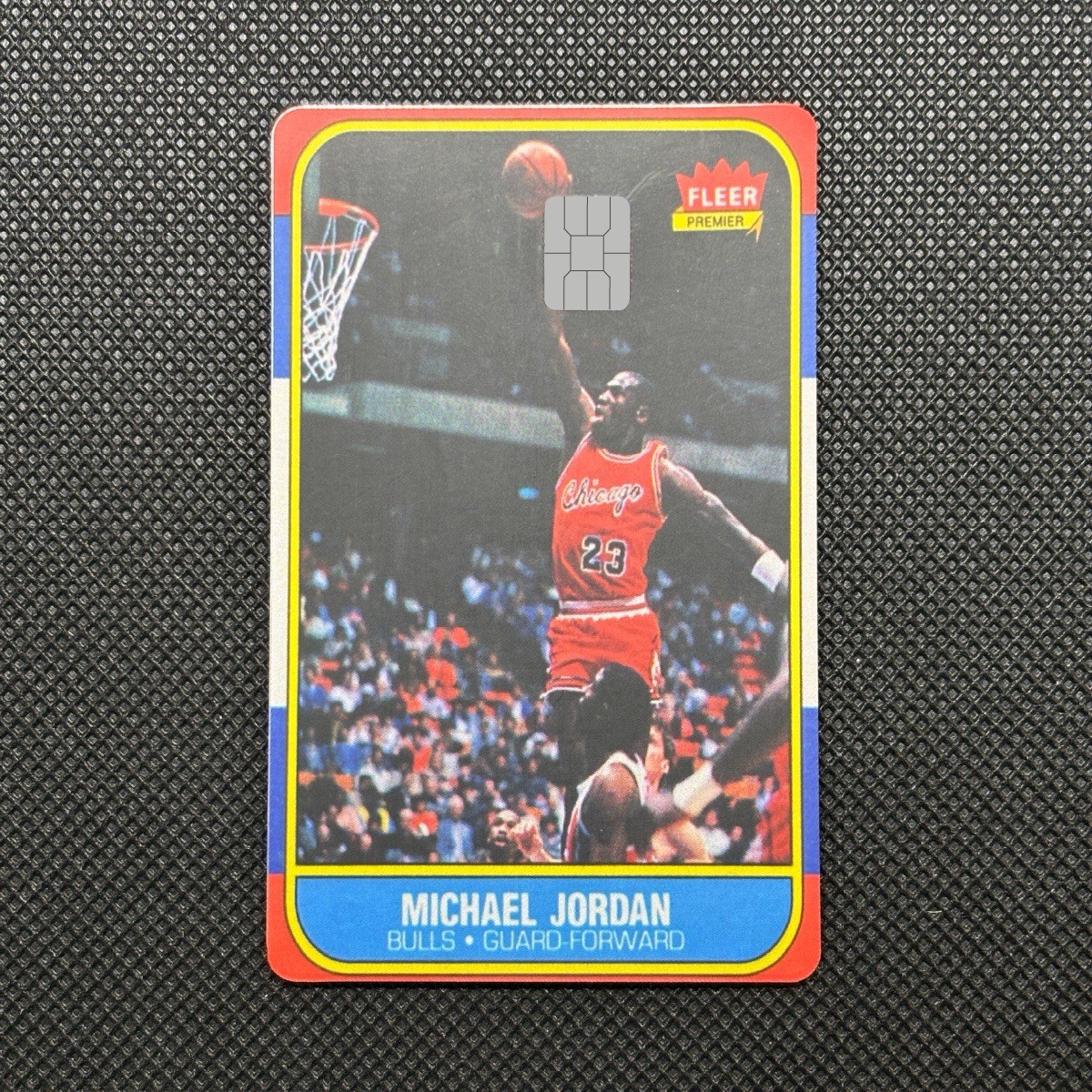 1986 Fleer Michael Jordan Rookie Card - Credit Card Skin w/ Chip Cutout view 2