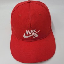 Youth Nike SB Hat Snapback Red White Swoosh Logo Skateboarding Outdoors Boys