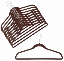 50 Flocked Non Slip Velvet Brown Clothes Suit/Shirt/Pants Hangers Set
