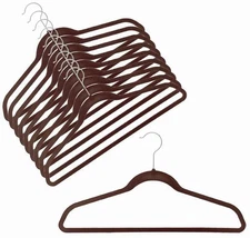 50 Flocked Non Slip Velvet Brown Clothes Suit/Shirt/Pants Hangers Set