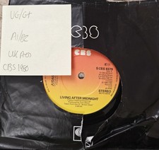 Judas Priest Living After Midnight Vinyl Record 7" VG/G+ CBS 8379 1980