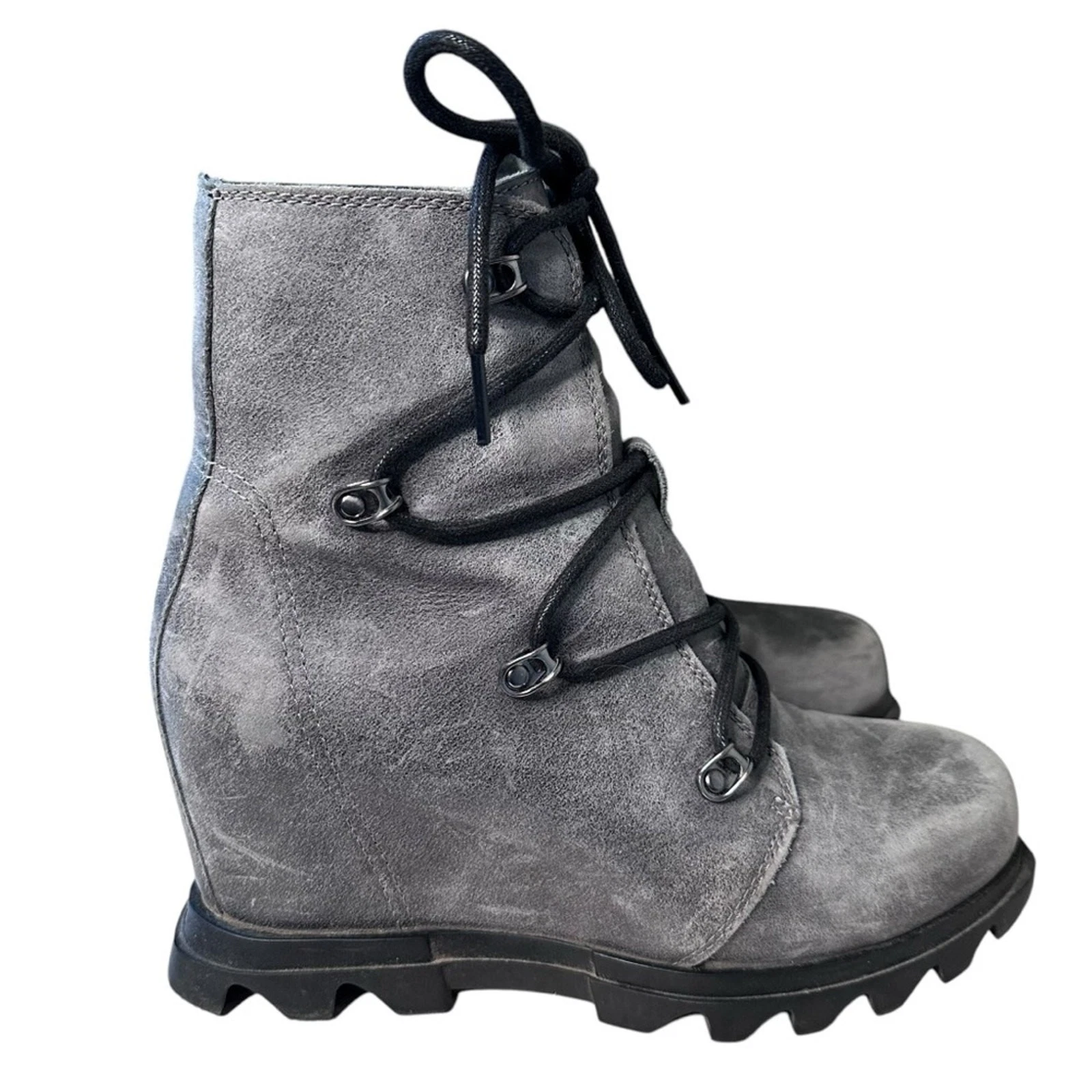 sorel joan arctic wedge lll lace cozy distress boots