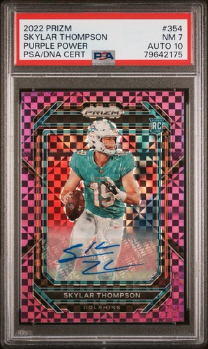 2022 Panini Prizm #354 Skylar Thompson Rookie Auto Prizm Purple Power #/49 PSA 7