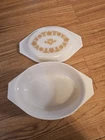 Vintage Pyrex 043 1 1/2 Qt 043 Butterfly Floral Gold Oval Casserole Dish Lid