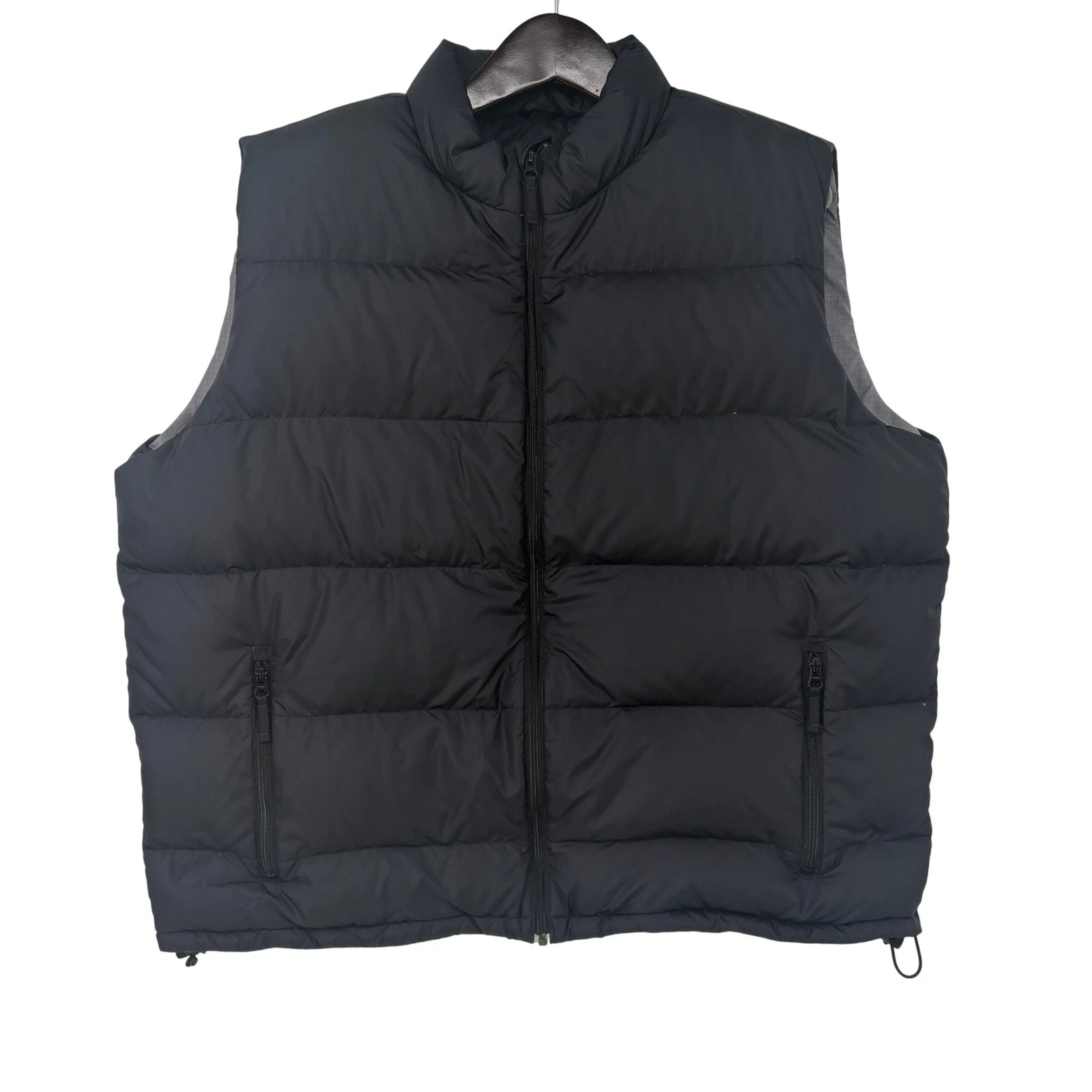Lands End Mens XXL Black Goose Down Puffer Vest Quilted Full Zip Winter Jacket